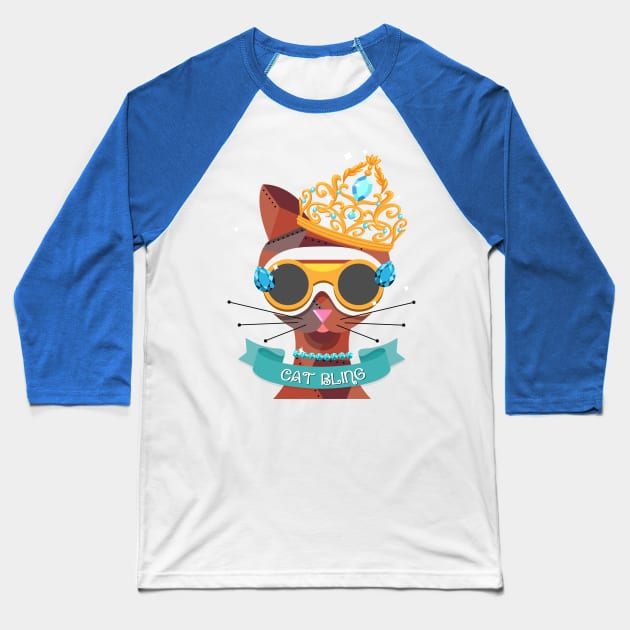 Cat in a Tiara Baseball T-Shirt by AlondraHanley